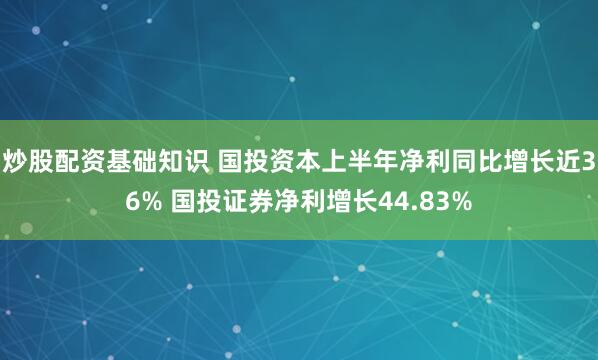 炒股配资基础知识 国投资本上半年净利同比增长近36% 国投证券净利增长44.83%
